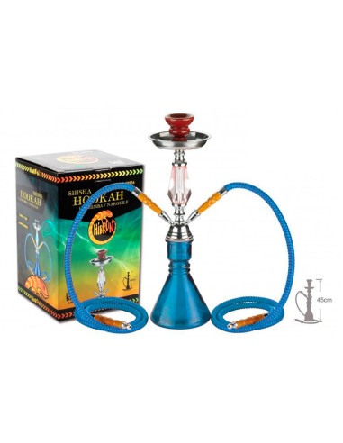 SHISHA CRISTAL HIBRON 2 MANGUERAS 45CM AZUL