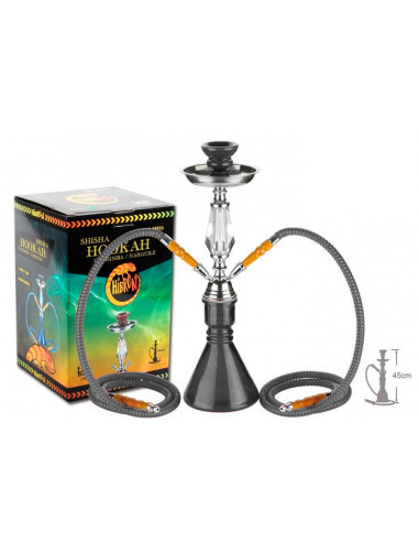 SHISHA CRISTAL HIBRON 2 MANGUERAS 45CM NEGRA