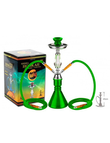 SHISHA CRISTAL HIBRON 2 MANGUERAS 45CM VERDE