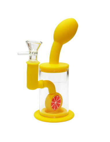 BONG DIFUSOR DE SILICONA Y CRISTAL MELLOW YELLOW 17CM..