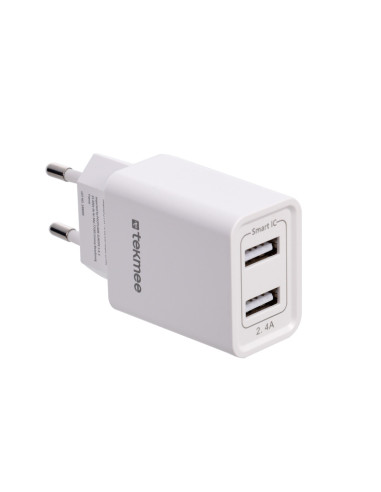 CARGADOR DE PARED TEKMEE USB 2 PUERTOS BLANCO