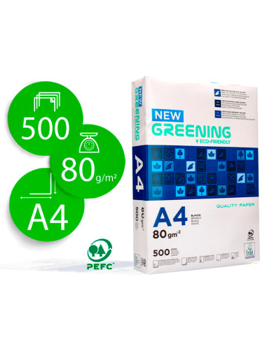 CAJA DE 5 PAQUETES 500 FOLIOS GREENING DIN A4 80GR