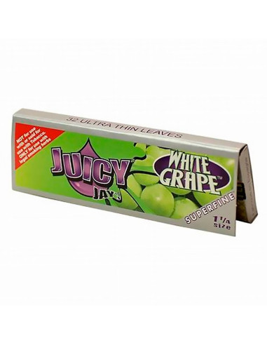 PAPEL DE FUMAR JUICY JAY'S 1 1/4 WHITE GRAPE (UVA BLANCA) 1X24