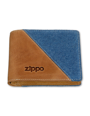 CARTERA VAQUERA ZIPPO AZUL & CUERO