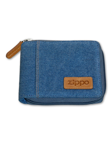 CARTERA VAQUERA ZIPPO CREMALLERA ZUL Y MARRON