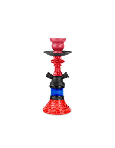 SHISHA CRISTAL 27CM ROJO/AZUL 1 MANGUERA