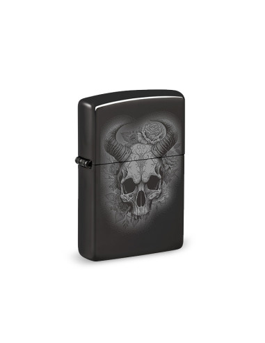 ENCENDEDOR ZIPPO FLOWER SKULL WITH HORNS