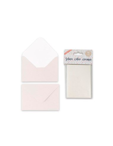 BLISTER 10 SOBRES COLOR CREMA 10 X 7CM