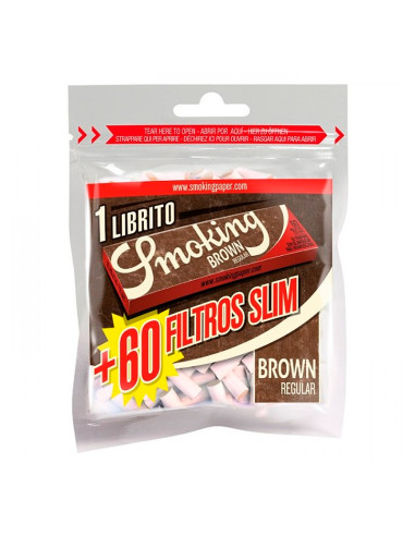 FILTROS SMOKING SLIM 60UD. 6MM + PAPEL SMOKING Nº8 BROWN 1X40