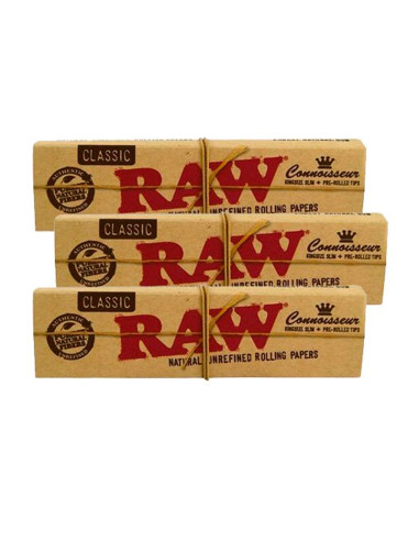 PAPEL RAW CONNOISSEUR SLIM + TIPS PRE-ROLLED 1X24
